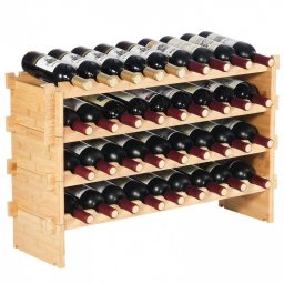 Mobilier interior Raft pentru 36 de sticle de vin, Stivuibil, 4 niveluri, Vivatechnix Modular, 850x250x525 mm, Lemn bambus, Maro