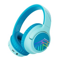 Casti wireless PowerLocus pentru copii, casti Bluetooth pentru copii, lumini LED peste ureche cu volum limitat de 74/85/94 dB, timp de redare 45 de ore, microfon incorporat, mod de partajare cu doua dispozitive, stereo HD pentru calato