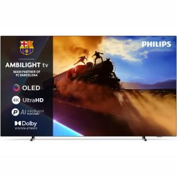 Televizor Philips Ambilight TV OLED 48OLED770, 121 cm, Smart TV, 4K Ultra HD, 100 Hz, Clasa F (Model 2025), Argintiu