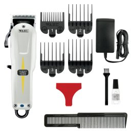 Masina de tuns profesionala Wahl Super Tape 3027253, Lithium-Ion, 4 piepteni, perie curatare, Alb-Negru