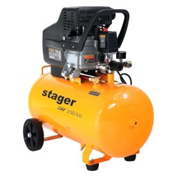 Compresor aer Stager Air 20D50, rezervor 50L, presiune 8 bar, debit 200L/min, putere 1.5 kW, monofazat, angrenare directa