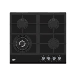 Plita pe gaz Beko HILW64235S, 4 zone de gatit, inox, 60cm, Neagra