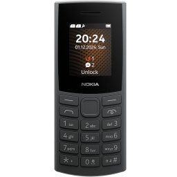 Telefon mobil Nokia 105 4G (2024), ecran 1.77 inch, procesor Unisoc T107, Dual SIM, 48 MB RAM, 128 MB, baterie 1450 mAh, Gri inchis