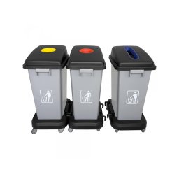 Cos gunoi colectare selectiva Limpio B2-020,60L, Albastru-Rosu-Galben