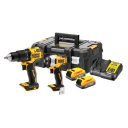 Set 2 scule profesionale pe acumulator DeWALT DCK2062E2T, 18V XR, motor fara perii, masina de gaurit cu percutie DCD709, masina de insurubat cu impact DCF809, 2x acumulator Li-Ion 1.7 Ah POWERSTACK, incarcator rapid, cutie transport TSTAK II