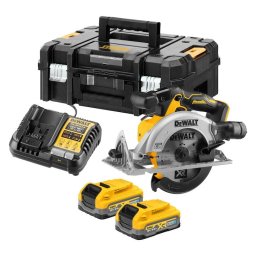 Fierastrau circular profesional pe acumulator DeWALT DC565S2T, 18 V XR, brushless, disc 165 mm, 2x acumulator Li-Ion 3.5 Ah POWERSTACK, frana electronica, sistem evacuare praf Air Lock, cutie TSTAK, incarcator rapid
