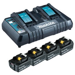 Kit Makita Power Source 199485-6 4 Acumulatori BL1860B 18V 6.0Ah si Incarcator Dublu DC18RD Negru