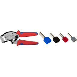 KNIPEX self-adjusting crimping pliers Twistor 16 (red/blue, for ferrules)