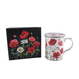 Cana de ceai cu infuzor metalic si capac Maci 400 ml