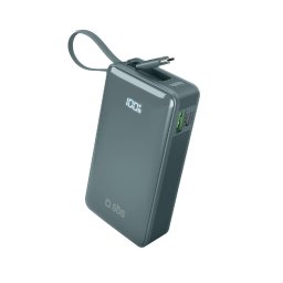 Baterie externa 10000 mAh 20W cu cablu USB-C încorporat și afișaj digital - gri