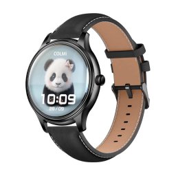 Smartwatch L28 black silicone + black leather strap
