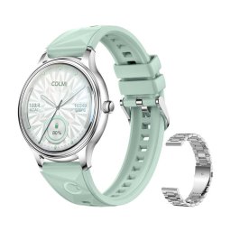 Smartwatch L28 Silver-Green + silver steel strap