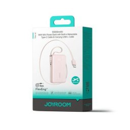 Baterie externa 10000 mAh 3A 1x USB-C 1x Lightning Roz