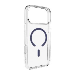 Husa Puro Lite Mag TPU+PC Case Compatible with MagSafe for iPhone 17 Pro Max - Transparent with Blue Ring