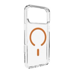 Husa Puro Lite Mag TPU+PC Case Compatible with MagSafe for iPhone 17 Pro - Transparent with Orange Ring