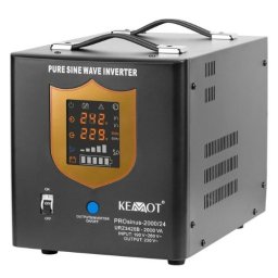UPS cu sinus pur 2000VA/1400W, baterie externă 24V DC, 2 prize Schuko, Kemot URZ3428B