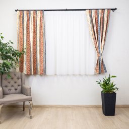 Set 5 piese draperii bumbac, scurte Hiko Nostalgie Garden cu doua bentite si o perdea Ana Soft, cu rejansa