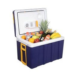 Frigider portabil cu roți 50 l, 60W/230/12V, albastru/galben