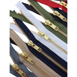 Fermoar metalic nedetasabil, clasic pentru blugi, pantaloni si buzunare, spira metalica aurie #5, Gold Jean YKK