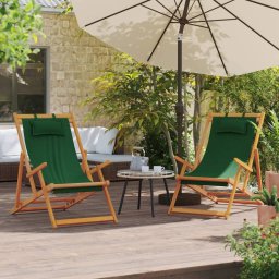 Scaune de plaja pliante, 2 buc., verde, material textil GartenMobel Dekor