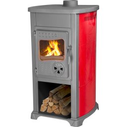 Soba pe lemne Bella Thalia rosie 5,4 kW din fonta si samota