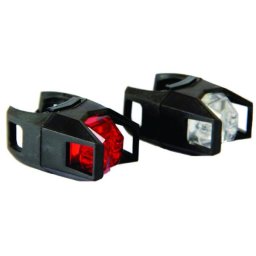 Set lumini pentru bicicleta Fighter LED super bright, fata alb + spate rosu, 2 functii
