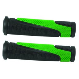 Mansoane bicicleta ergonomice Caper din TPR, anti-alunecare, bi-color negru/verde, 130 mm