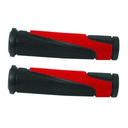 Mansoane bicicleta Caper 130 mm, ergonomice anti-alunecare, bi-color negru-rosu