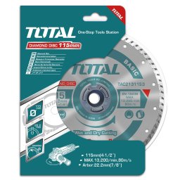 Disc diamantat pentru debitare beton Total, 115 mm, prindere 22,2 mm