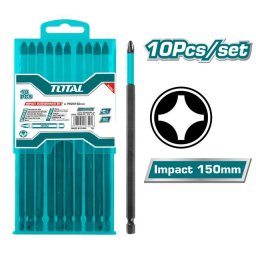 Set 10 biti de impact PH2 150 mm din otel S2, TOTAL