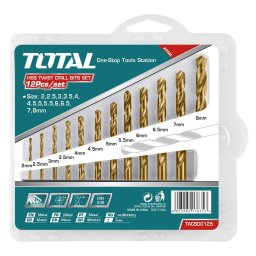 Set burghie pentru metal HSS Total, 12 piese, 2–8 mm, DIN 338