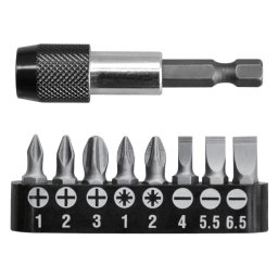 Set 8 biti TOTAL cu prelungitor magnetic, suport compact pentru însurubare