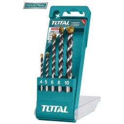 Set burghie pentru beton TOTAL, 5 piese industrial, 4–10 mm, pentru zidarie