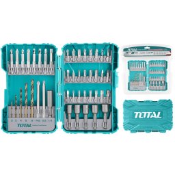 Set 45 biti pentru surubelnita TOTAL cu burghie HSS si adaptor
