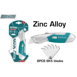 Cutter industrial TOTAL 175 mm, lama 61x19 mm, corp din aliaj de zinc