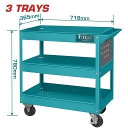 Carucior pentru scule TOTAL cu 3 tavi si roti, 719×365×663 mm