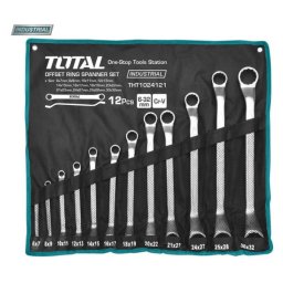 Set 12 chei inelare cu cot TOTAL Industrial 6–32 mm, Cr-V, cu husa