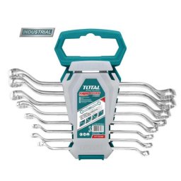 Set 8 chei inelare cu cot TOTAL Industrial, 6–22 mm, pentru zone greu accesibile