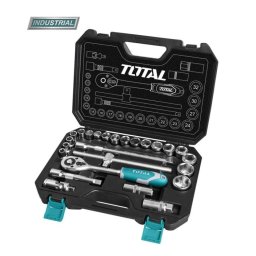 Trusa chei tubulare 1/2 Total Industrial cu clichet, 25 piese Cr-V