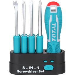 Set 9 surubelnite interschimbabile TOTAL Industrial din otel Cr-V, cu maner ergonomic