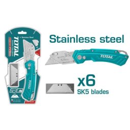Cutter profesional TOTAL din inox 61x19 mm, cu 6 lame SK5 de rezerva