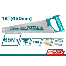 Fierastrau pentru lemn TOTAL 450 mm (18”), lama 65Mn, 7 TPI