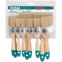 Set 9 pensule pentru vopsit TOTAL cu maner din lemn, dimensiuni mixte