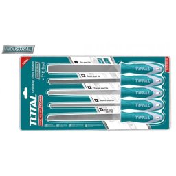 Set 5 pile din otel TOTAL T12, 250 mm, profilate pentru metal si lemn