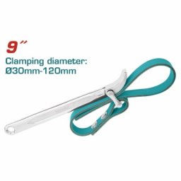 Cheie cu banda TOTAL 9" pentru tevi, Ø30–120 mm, curea 500 mm
