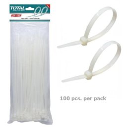 Set 100 coliere din plastic TOTAL, 9x1020 mm, Nylon 66 pentru cabluri