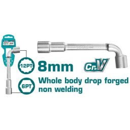 Cheie tubulara tip L TOTAL 8 mm, otel Cr-V, industriala, corp întreg