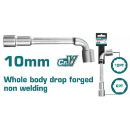 Cheie tubulara tip L TOTAL 10 mm, Cr-V, industriala, corp întreg