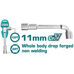 Cheie tubulara tip L TOTAL, 11 mm, Cr-V, industriala, corp întreg fara sudura