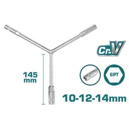 Cheie tip Y Total Industrial 10-12-14 mm, otel Cr-V, 6PT, 145 mm